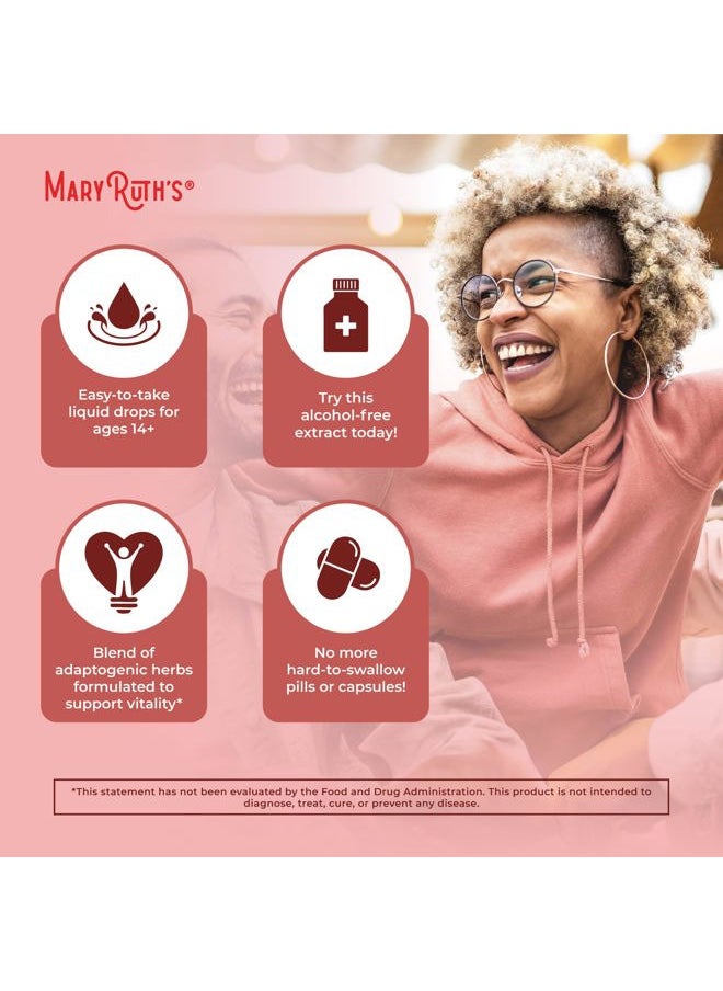 Herbal Supplement for Brain Function | Boost Energy | Memory | Vitality USDA | Ginseng with Ashwagandha | Eleuthero and Maca Root Extract | 1 Fl Oz