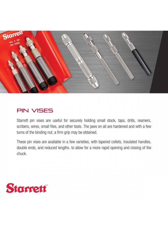 Starrett Pin Vise with Knurled Handles, Smaller Body Diameter, and Special Tapered Collet for Maximum Clamping Surface - .010-.055" Range - 240A - Image 3