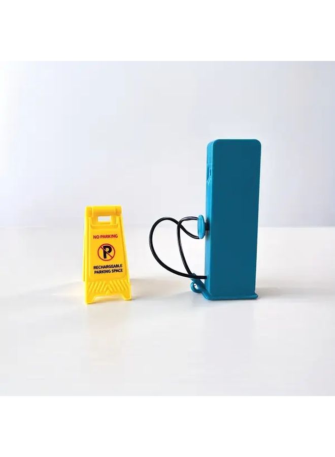 Miniature Car Charging Station And Parking Sign Toy Garage Dollhouse Decor - Image 5