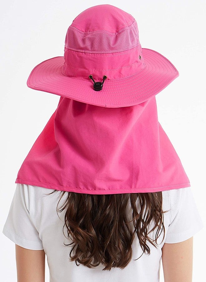 Zeki Fashion Summer Outdoor Sun Protection Fishing Cap Neck Face Flap Hat Wide Brim for Women (Red) - Image 3