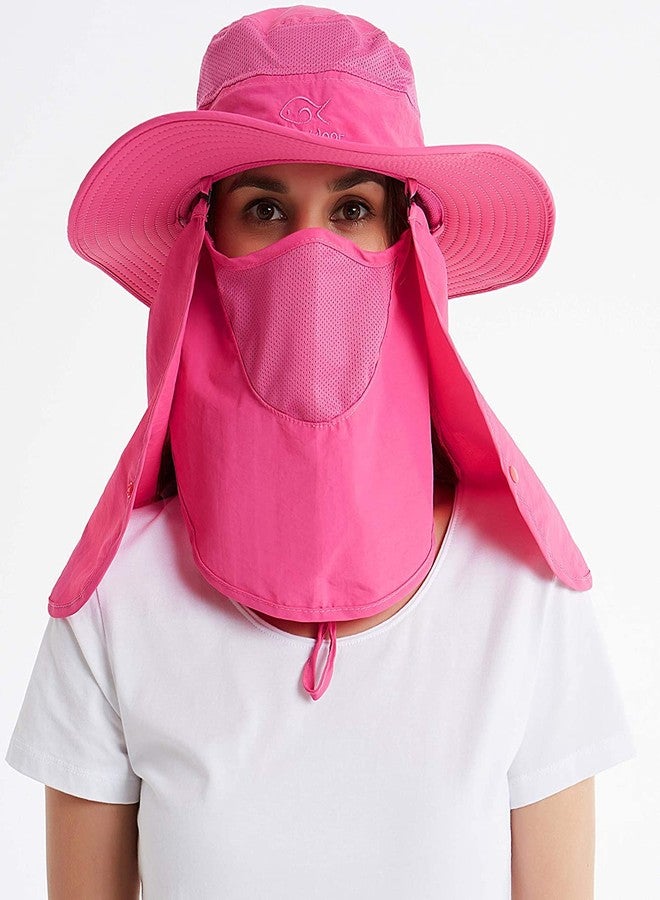Zeki Fashion Summer Outdoor Sun Protection Fishing Cap Neck Face Flap Hat Wide Brim for Women (Red) - Image 2