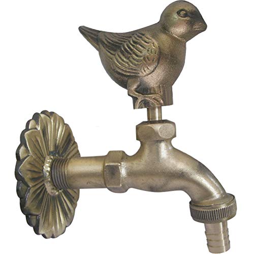 TINTON LIFE Decorative outdoor garden faucet retro brass water hose Tap wall Mounted for 1/2" Inches Hose,Pigeon - Image 1