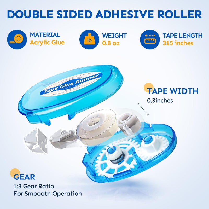 Tmol 4 Pack Scrapbook Tape, 26 Ft x 0.31 in Double Sided Tape Roller, Permanent Adhesive Tape Dispenser Runner, Photo-Safe Glue Tape Roller for Scrapbooking, Crafts and Arts Projects, Smooth & Clean - Image 2