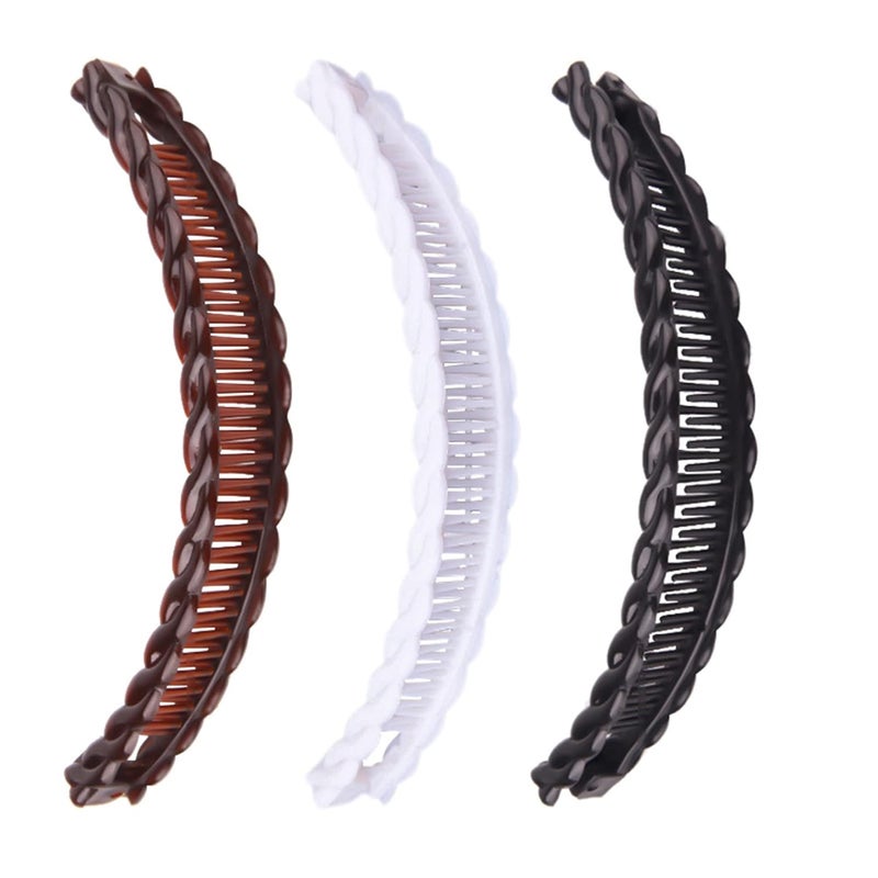 1st Choice Clip  3 Pieces Banana Combs Hair Clip Clincher Combs for Girls Women Vintage Lady Fish Shape Ponytail Clip for Thick Long Hair 3 Count
