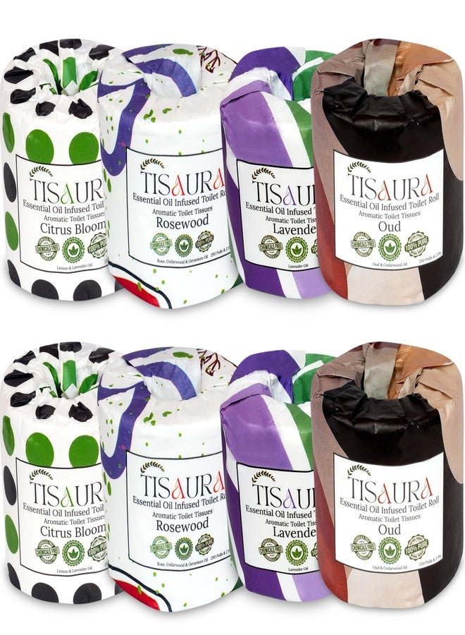 TISAURA Aromatic Scented Toilet Rolls With Bathroom Freshener Combo (Oud,Rosewood,Lavender,Citrus) 2 Ply, 250 Pulls (Pack of 8), 2000 Pulls Total - Luxurious Aroma - Image 1