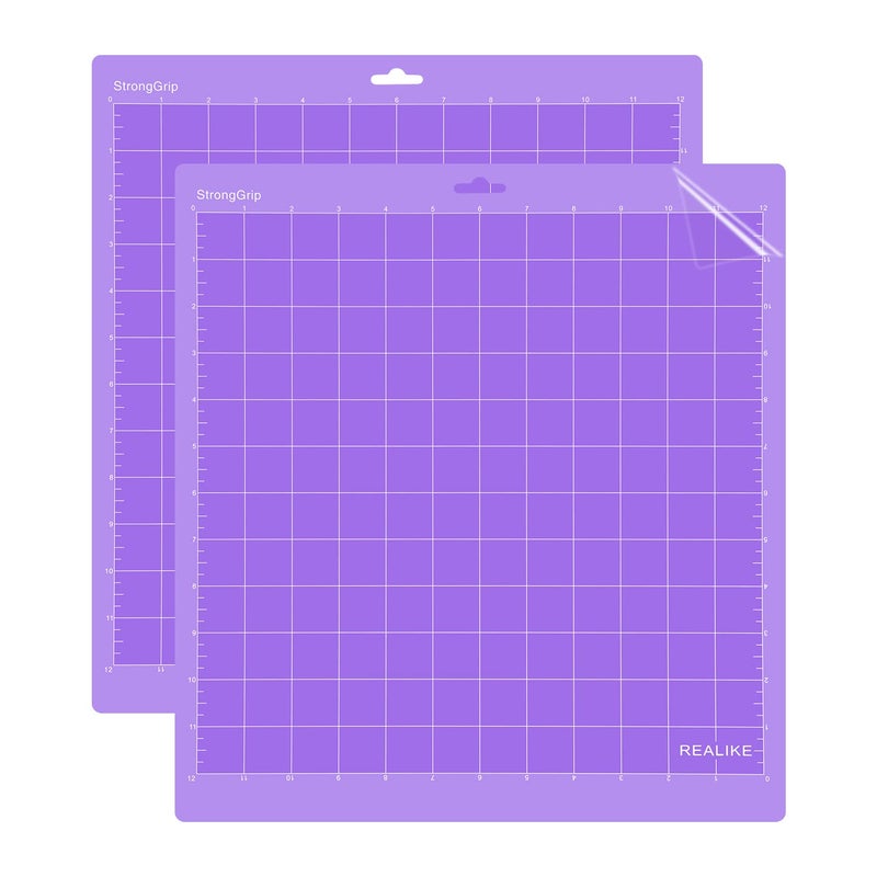 REALIKE StrongGrip Cutting Mat Compatible with Cricut Maker 4/Maker 3/Maker/Explore 4/3/Air 2/Air/One, 2 Pack 12x12 Inch Purple Strong Grip Adhesive Sticky Non-Slip Cut Mat - Image 1