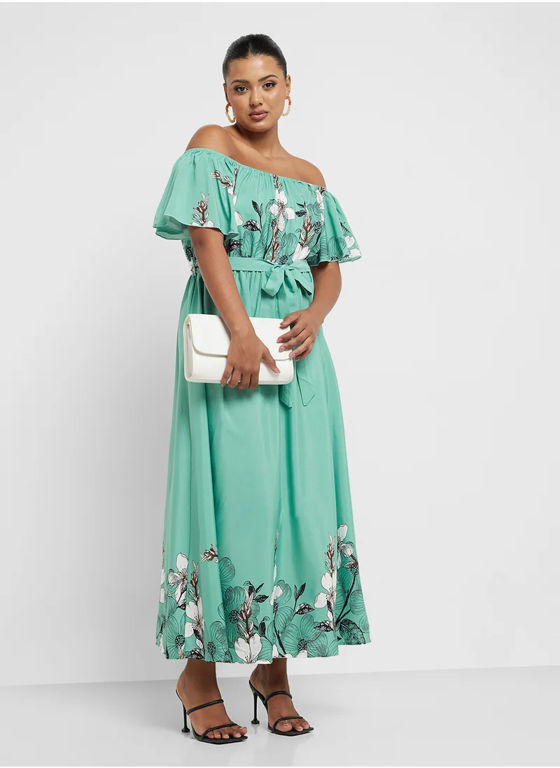 Ella Plus Off Shoulder Floral Print Dress