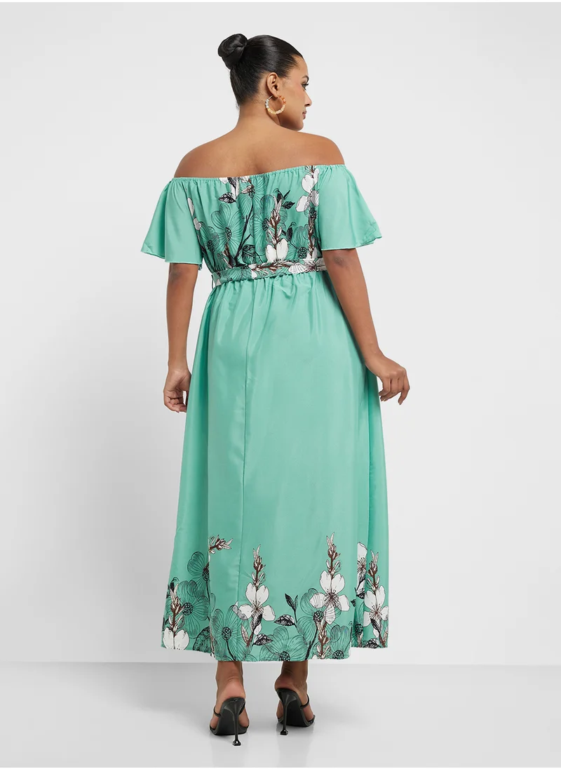 Ella Plus Off Shoulder Floral Print Dress