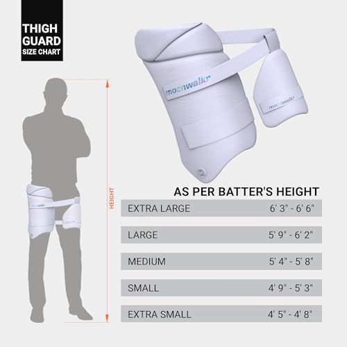 moonwalkr Thigh Guard 2.0 Protective Gear for Batter’s Height (5’4”- 5’8”) Cricket Thigh Pad Cricket Accessories & Equipment Safeguarding Both Your Outer and Inner Thighs White (Medium, Left Hand) - Image 3