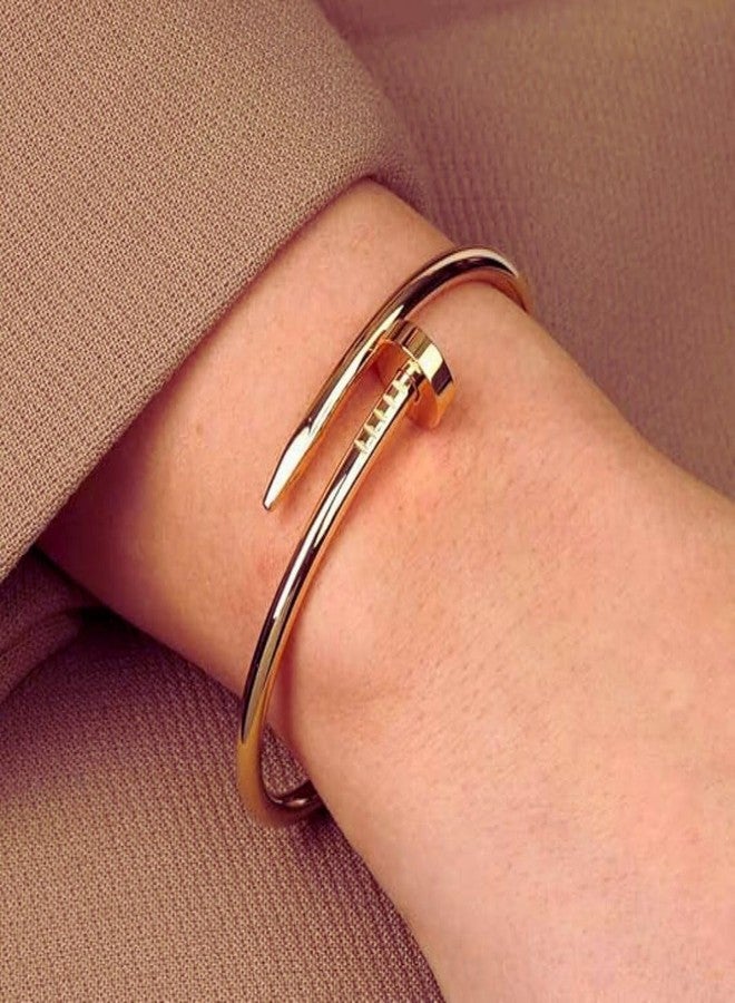 Bauble Cluster Anti Tarnish 18k Gold Plated Trendy Nail Women Bracelet| Aesthetic Stylish Adjustable Bangle Cuff| Stainless Steel Cuff Bangle Bracelet For Girls|Jewellery| Gifts For Girls (Pack of 1) - Image 4