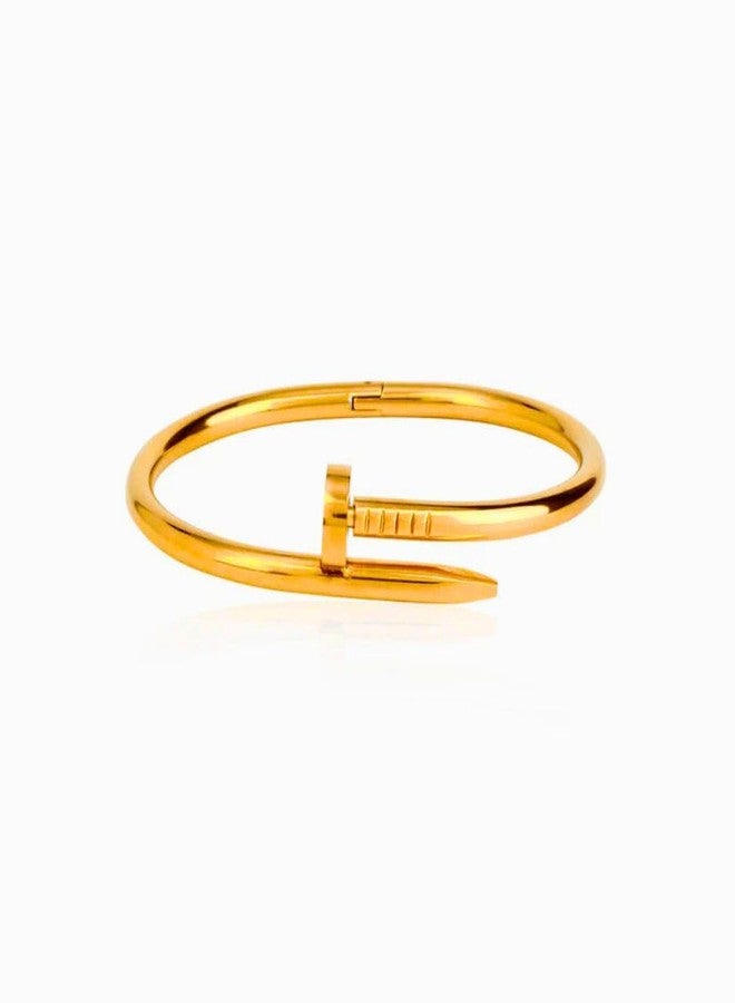 Bauble Cluster Anti Tarnish 18k Gold Plated Trendy Nail Women Bracelet| Aesthetic Stylish Adjustable Bangle Cuff| Stainless Steel Cuff Bangle Bracelet For Girls|Jewellery| Gifts For Girls (Pack of 1) - Image 1