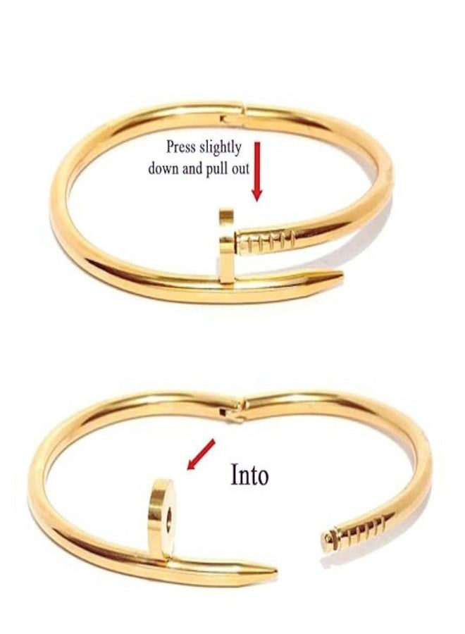 Bauble Cluster Anti Tarnish 18k Gold Plated Trendy Nail Women Bracelet| Aesthetic Stylish Adjustable Bangle Cuff| Stainless Steel Cuff Bangle Bracelet For Girls|Jewellery| Gifts For Girls (Pack of 1) - Image 5
