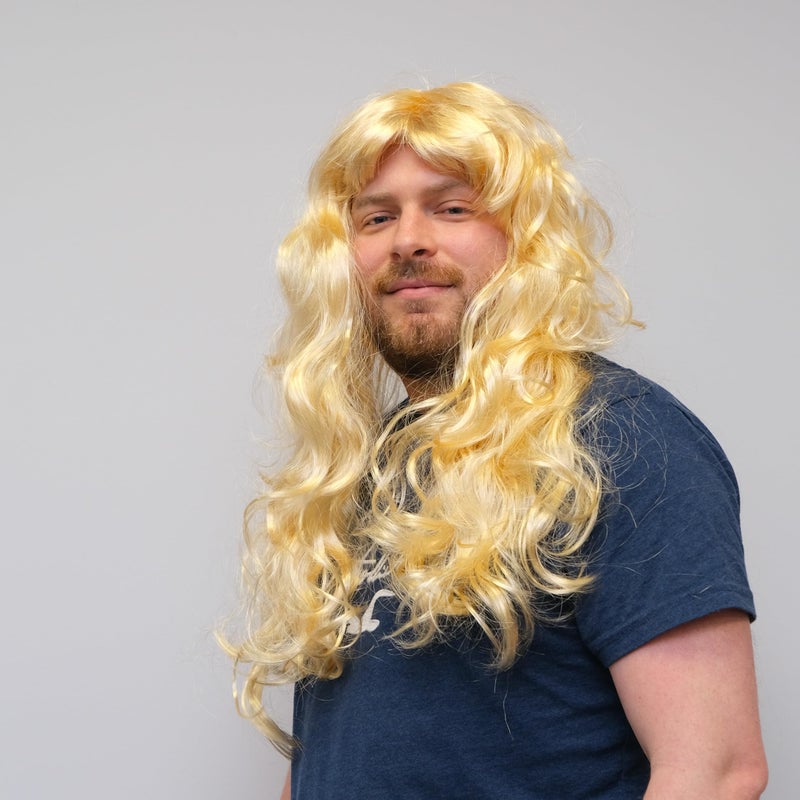 TRIXES Bombshell Wig - 20" Natural Looking Long Wavy Hair with Fringe - Costume Party Cosplay Halloween Fancy Dress (Blonde) - Image 2