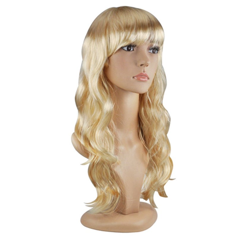 TRIXES Bombshell Wig - 20" Natural Looking Long Wavy Hair with Fringe - Costume Party Cosplay Halloween Fancy Dress (Blonde) - Image 1
