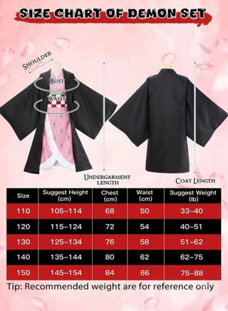 Nezuko Kamado Demon Slayer Pink Kimono Anime Costume for Kids– Character-Inspired Robe Set with Black Outer Layer for Cosplay XXXL - view 4