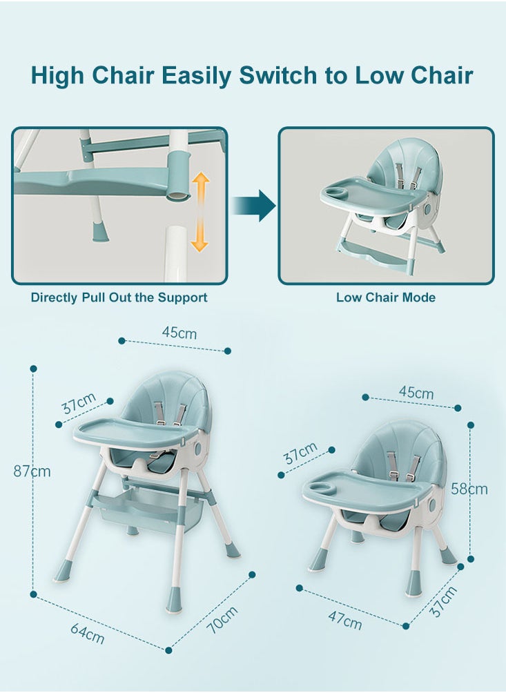 Baby High Chair for Toddlers Foldable Feeding Chair Adjustable Backrest Baby Highchair with Double Removable Tray - pzsku/Z3D321B0BB58CA6A5080EZ/45/_/1708336308/da4af38e-8793-40a6-ae3b-a0231d7828ac