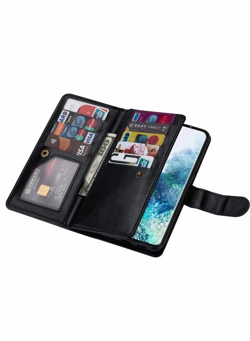 Captaintech Case for Galaxy Note 20 Ultra Case, 5G Wallet Luxury Cash Credit Card Slots Holder Carrying Flip PU Leather Cover Samsung Note20 Black - Image 2