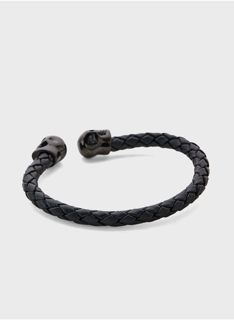 Robert Wood - Genuine Leather Cuff Skull Bracelet - Image 1