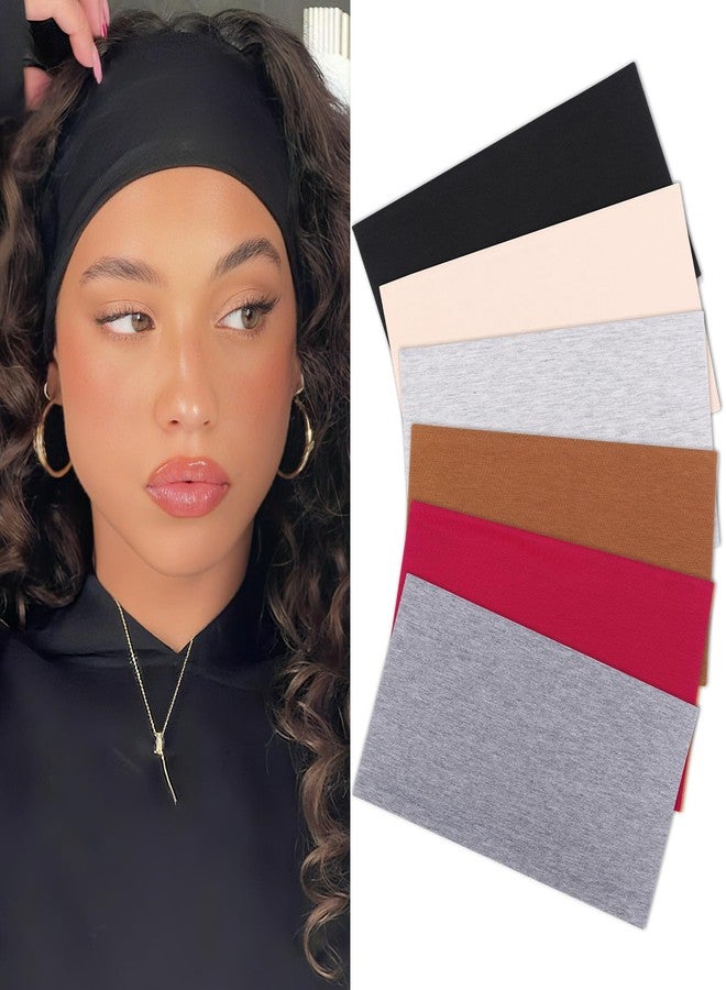 Xtrend 6 Pcs Wide Headbands for Women Extra Large Turban Stretch Fashion Headband Boho Hair Band Workout Running Sport Hairband Girls Accessories (Black, Coffee, Wine Red, Beige, Dark Gray, Light Gray) - Image 1