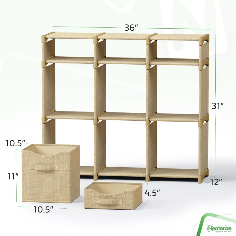 NEATERIZE Cube Storage Organizer with Storage Bins Included - The Perfect Closet Organizers and Storage Solution. Includes 9 Storage Cubes, Great For Toy Storage, Closet Storage, Clothes Storage (Beige) - Image 2