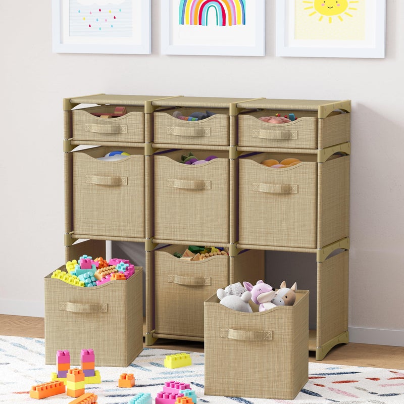 NEATERIZE Cube Storage Organizer with Storage Bins Included - The Perfect Closet Organizers and Storage Solution. Includes 9 Storage Cubes, Great For Toy Storage, Closet Storage, Clothes Storage (Beige) - Image 3