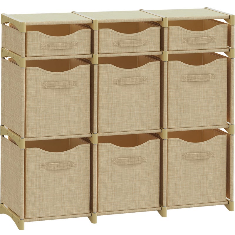NEATERIZE Cube Storage Organizer with Storage Bins Included - The Perfect Closet Organizers and Storage Solution. Includes 9 Storage Cubes, Great For Toy Storage, Closet Storage, Clothes Storage (Beige) - Image 1