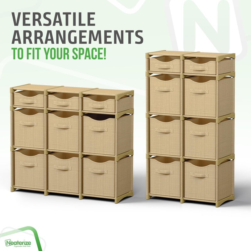 NEATERIZE Cube Storage Organizer with Storage Bins Included - The Perfect Closet Organizers and Storage Solution. Includes 9 Storage Cubes, Great For Toy Storage, Closet Storage, Clothes Storage (Beige) - Image 5