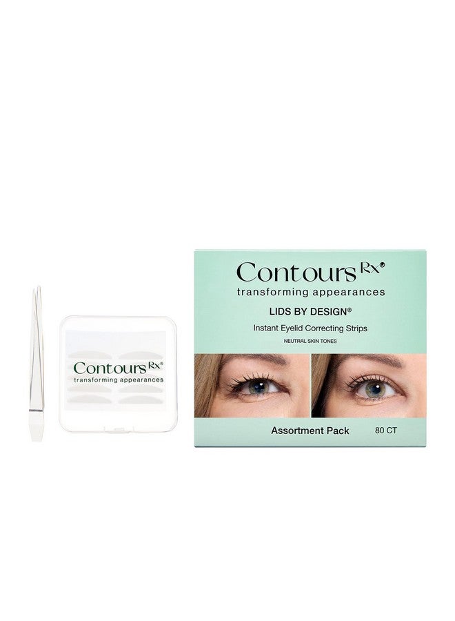 Contours RX Contours Rx Lids By Design - Medical Grade Eyelid Correcting Strips for Heavy, Hooded, & Droopy Lids - Transparent, Anti-Aging, and Hypoallergenic Eyelid Tape - (4mm - 7mm) Assortment Pack, 80ct - Image 1