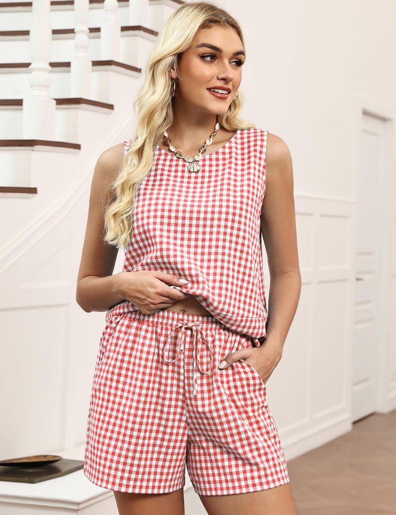 LOMON Spring Lounge Sets for Women Jogging Suit Two Piece Outfits Casual Short Sleeve Sleepwear Drawstring Shorts - Image 3