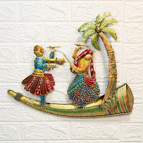 Ekhasa Nostrae Rajasthani Dancers Metal Wall Decoration Items for Living Room, Bedroom | Rajasthani Art Sculpture for Wall Decor | Perfect Wall Hanging for Home Decor, Sofa Wall Decor & Office Decor - Image 1