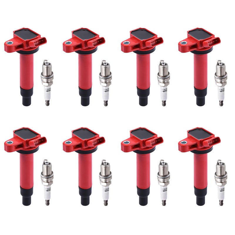 Pindex 8 Pack Ignition Coils and Iridium Spark PlugsUF230 4504PK20TT Coil Pack Kits Compatible with Toyota Lexus 4Runner Tundra Land Cruiser Sequoia GS430 GX470 LS430 LX470 SC430 43L 47L V8