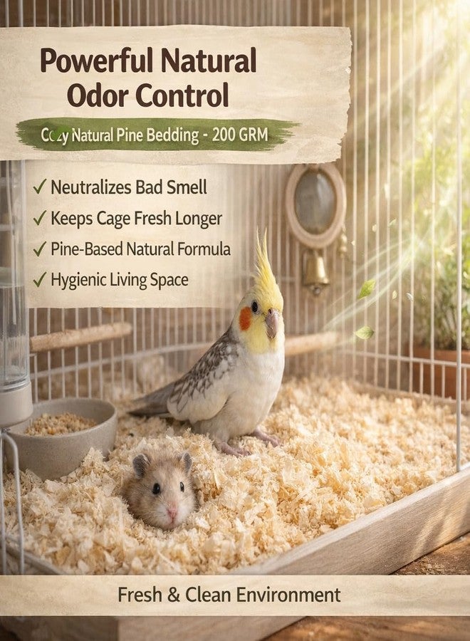 VAYINATO® 200 GRM Wood Shaving for Birds, Hamsters & Small Animals - Natural Pine Bedding | Odor Control | High Absorption | Low Dust | Nesting & Cage Base Material - Image 2