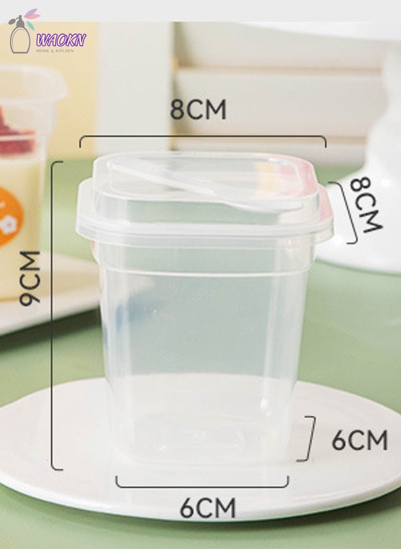 WAOKN 10-Piece Disposable Pudding Cups, Plastic Dessert Cup With Lid And Spoon, Gift Sticker, 280Ml - Image 2