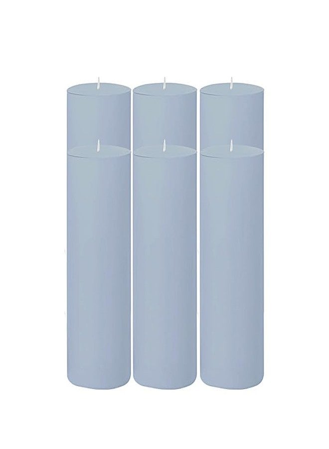 BalsaCircle 6 Dusty Blue 3x9 in Dripless Round Unscented Pillar Candles Wedding Reception Ceremony Anniversary Birthday Party Centerpieces Event Home Decorations Supplies - Image 1