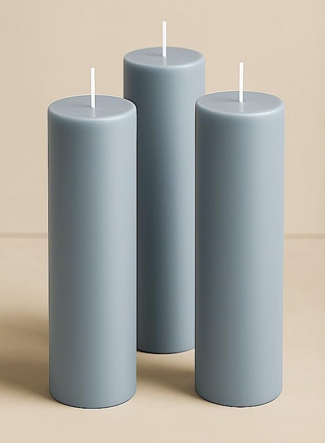 BalsaCircle 6 Dusty Blue 3x9 in Dripless Round Unscented Pillar Candles Wedding Reception Ceremony Anniversary Birthday Party Centerpieces Event Home Decorations Supplies - Image 3