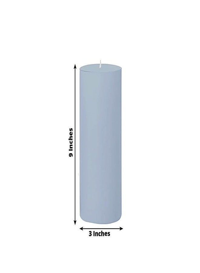 BalsaCircle 6 Dusty Blue 3x9 in Dripless Round Unscented Pillar Candles Wedding Reception Ceremony Anniversary Birthday Party Centerpieces Event Home Decorations Supplies - Image 2