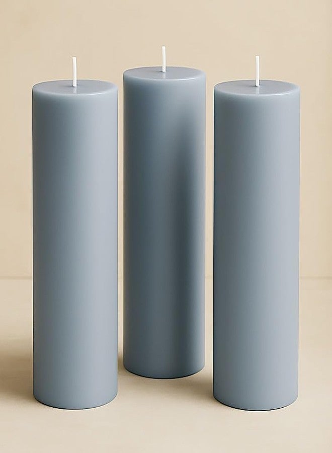 BalsaCircle 6 Dusty Blue 3x9 in Dripless Round Unscented Pillar Candles Wedding Reception Ceremony Anniversary Birthday Party Centerpieces Event Home Decorations Supplies - Image 4