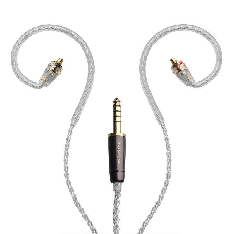MEZE AUDIO كابل من نوع من نوع MMCX إلى نوع 4.4 مم، مطلي بالفضة، لسماعات الهايفاي - الطول: 3.9 قدم - Image 1