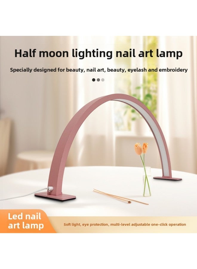 Desktop Tattoo Embroidery Manicure Arc LED Eye Protection Fill Light U-shaped Beauty Salon Work Simple Eyelash Half Moon Light-Specifications:750MM Desktop Moon Light ]  - Image 2