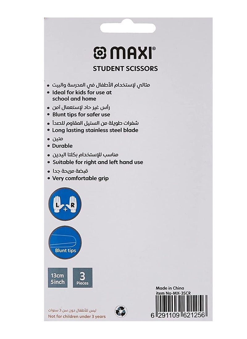 Maxi - 3-Piece Student Scissors Assorted Colors - Image 1