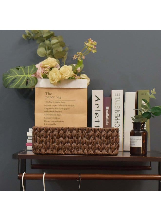 Dashu - Wicker Baskets for Organizing, Nesting Storage Baskets for Shelves, 1 Large and 2 Small Wicker Baskets Waterproof, Dark Brown, 3-Pack - Image 1