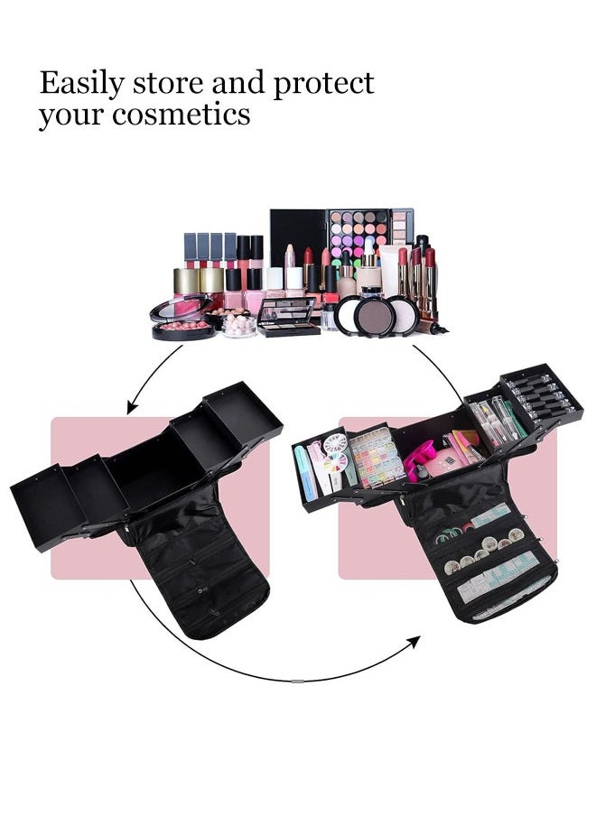 Aikenn Makeup Case Large Makeup Carrying Train Case Travel Makeup Organizer Bag Makeup Artist Case with Adjustable Dividers Shoulder Strap for Nail Tools Jewelry MakeUp Brushes Toiletry Digital Accessories  - Image 3