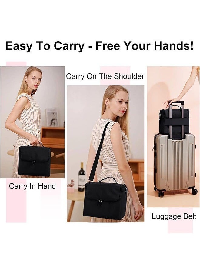 Aikenn Makeup Case Large Makeup Carrying Train Case Travel Makeup Organizer Bag Makeup Artist Case with Adjustable Dividers Shoulder Strap for Nail Tools Jewelry MakeUp Brushes Toiletry Digital Accessories  - Image 4