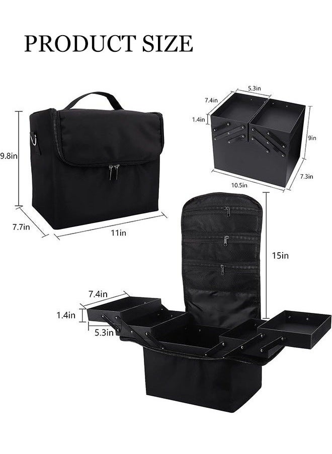 Aikenn Makeup Case Large Makeup Carrying Train Case Travel Makeup Organizer Bag Makeup Artist Case with Adjustable Dividers Shoulder Strap for Nail Tools Jewelry MakeUp Brushes Toiletry Digital Accessories  - Image 2