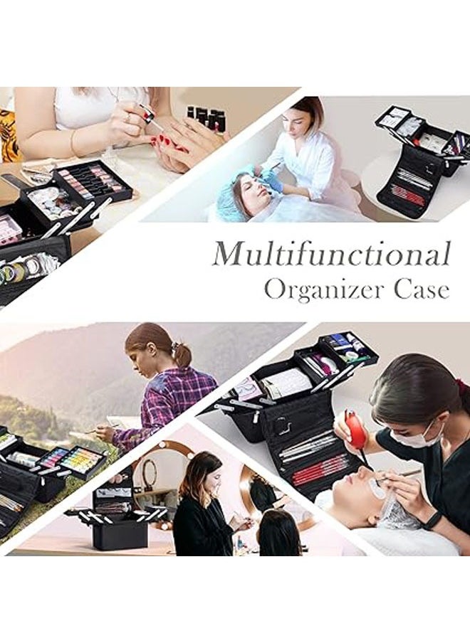 Aikenn Makeup Case Large Makeup Carrying Train Case Travel Makeup Organizer Bag Makeup Artist Case with Adjustable Dividers Shoulder Strap for Nail Tools Jewelry MakeUp Brushes Toiletry Digital Accessories  - Image 5