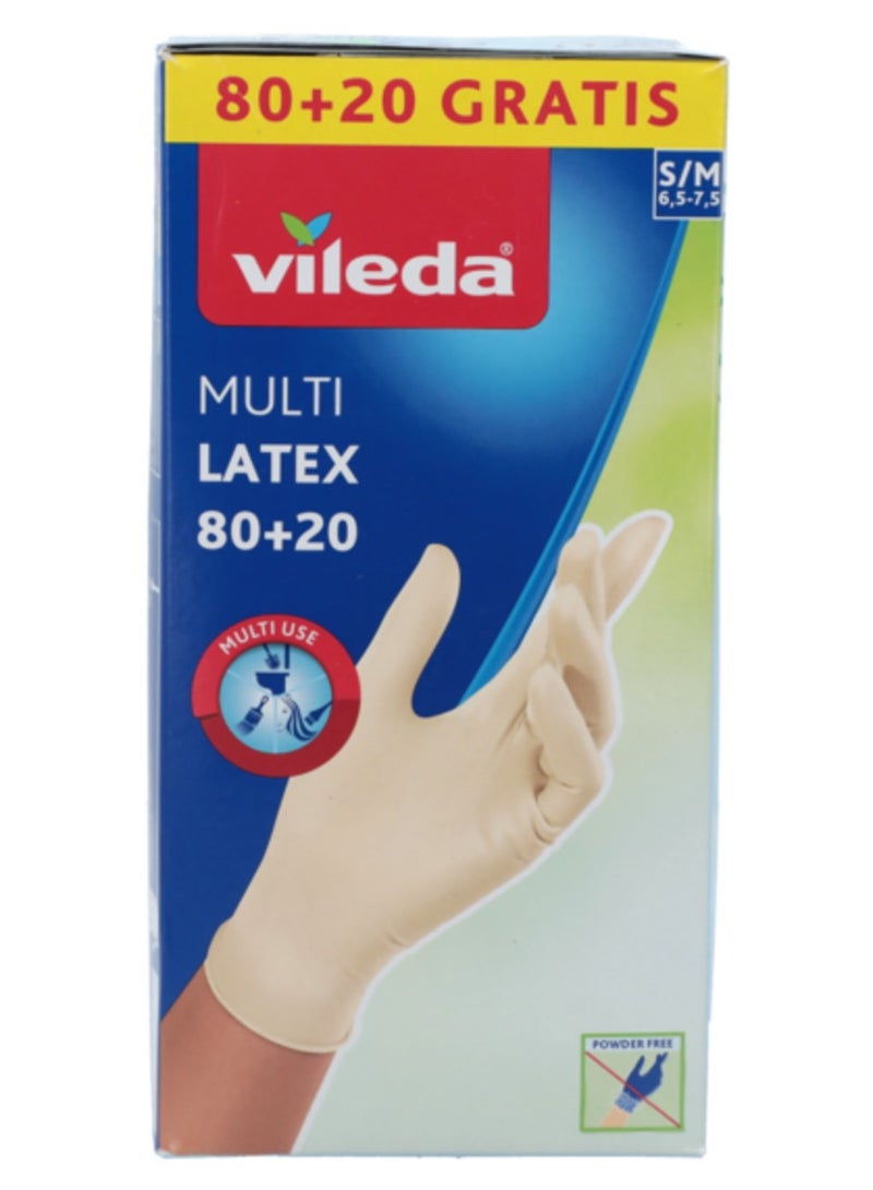 فيليدا 100 قطعة من قفازات اللاتكس متعددة الأغراض للاستخدام مرة واحدة، كريمي صغير ومتوسط - Image 1