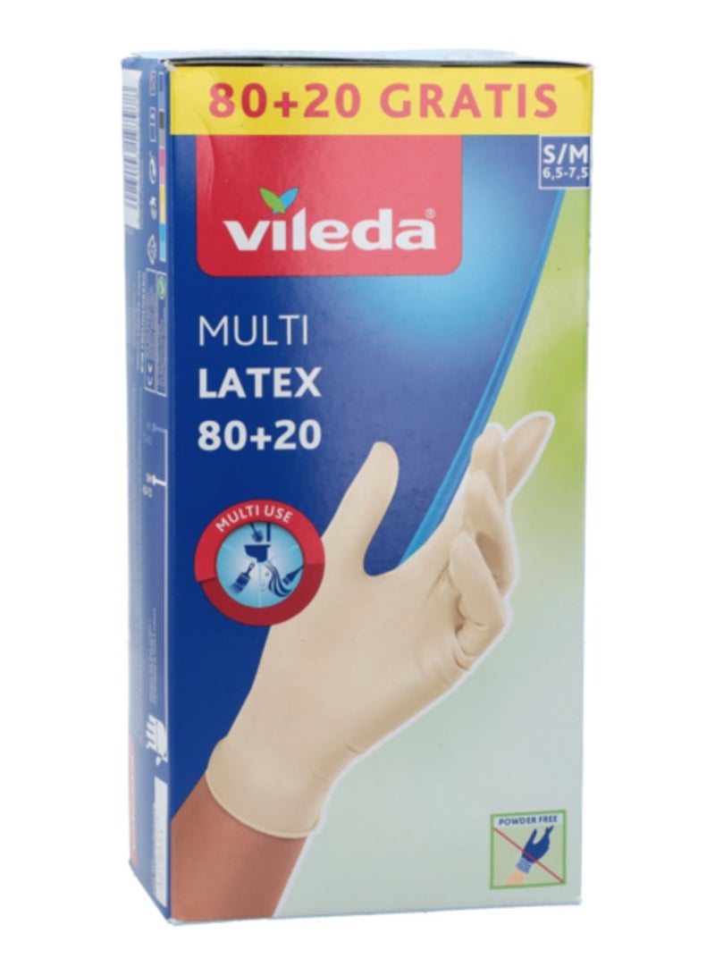 فيليدا 100 قطعة من قفازات اللاتكس متعددة الأغراض للاستخدام مرة واحدة، كريمي صغير ومتوسط - Image 3