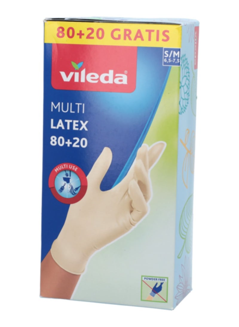 فيليدا 100 قطعة من قفازات اللاتكس متعددة الأغراض للاستخدام مرة واحدة، كريمي صغير ومتوسط - Image 2