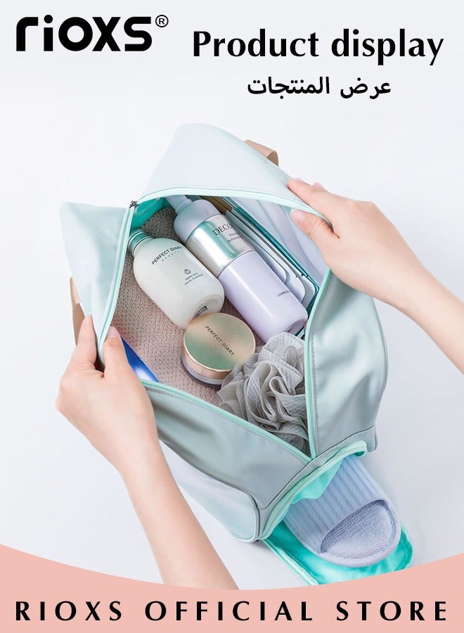 RIOXS Clear Cosmetic Bag Vinyl Air Travel Toiletry Bags Bulk Water Resistant PVC Packing Cubes with Zipper Closure & Carry Handle for Women Baby Men, Make-up brush Case Beach Pool Spa Gym Bag with Shoe Stor - Image 2
