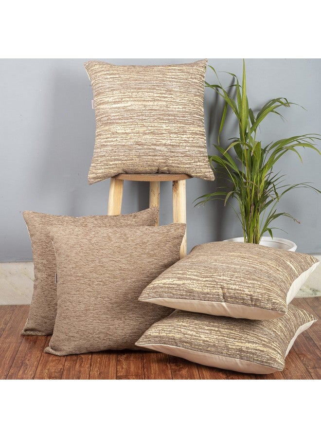 Cazimo Jacquard Decorative Abstract Design Soft Cushion Covers |Hypo-Allergenic|Washable| Non-Fade Diwan Sofa Pillow Covers For Home Bed & Living Room (Size - 16 x16 Inches, Color (Ivory) Set of 5 Pcs - Image 1